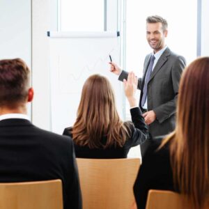 Trainer is training employees for business expansion